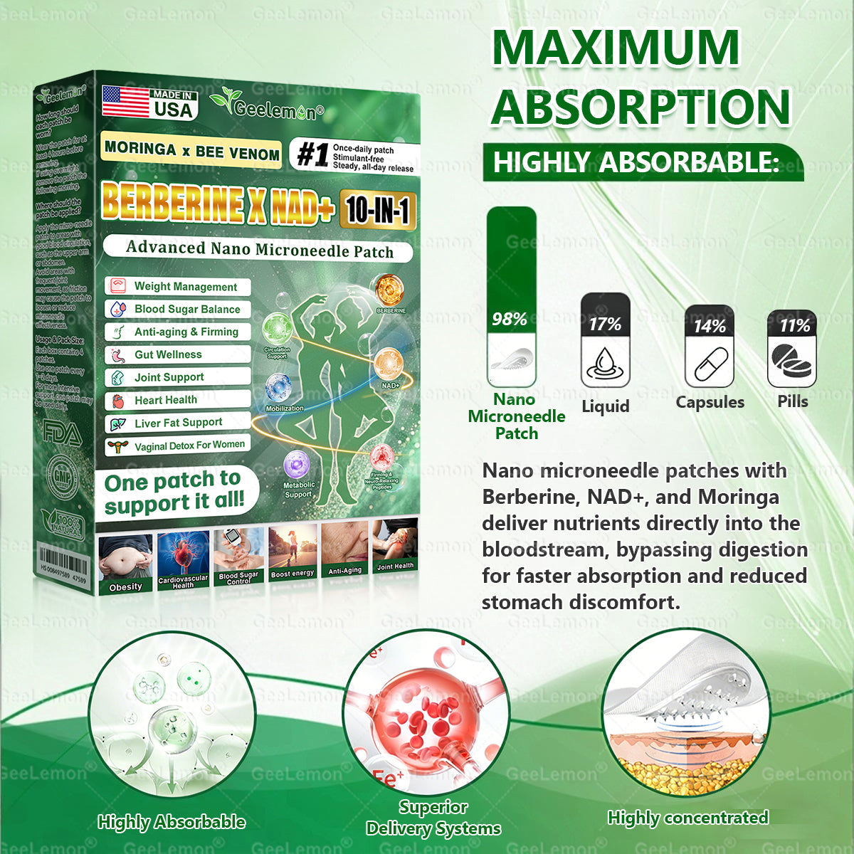 𝐎𝐟𝐟𝐢𝐜𝐢𝐚𝐥 𝐔𝐒 𝐒𝐭𝐨𝐫𝐞 🇺🇸  | ❤️ 𝐆𝐞𝐞𝐋𝐞𝐦𝐨𝐧® Moringa · Berberine × NAD+ 𝟏𝟎-𝐢𝐧-𝟏 𝐀𝐝𝐯𝐚𝐧𝐜𝐞𝐝 𝐍𝐚𝐧𝐨 𝐌𝐢𝐜𝐫𝐨𝐧𝐞𝐞𝐝𝐥𝐞 𝐏𝐚𝐭𝐜𝐡 — 𝐎𝐧𝐜𝐞 𝐃𝐚𝐢𝐥𝐲, 𝐕𝐢𝐬𝐢𝐛𝐥𝐞 𝐑𝐞𝐬𝐮𝐥𝐭𝐬 𝐢𝐧 𝟕 𝐃𝐚𝐲𝐬